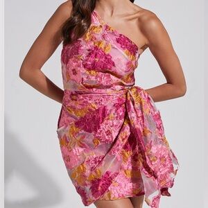 Showpo Brailey Mini Dress in Pink Jacquard